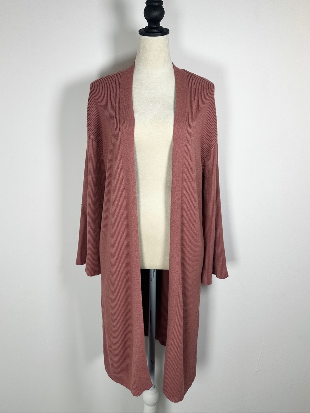 Dynamite Open-Front Longline Cardigan in Dusty Rose